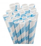 Aardvark Jumbo Striped Straws Light Blue-25pk